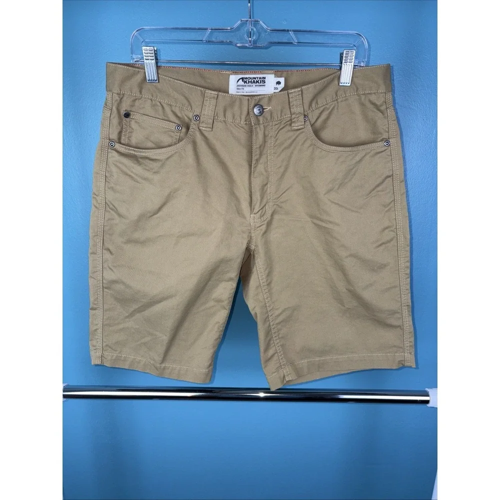 Mountain Khakis Slim Fit Shorts Tan 33x10 Gorpcore Hiking Camping Fishing